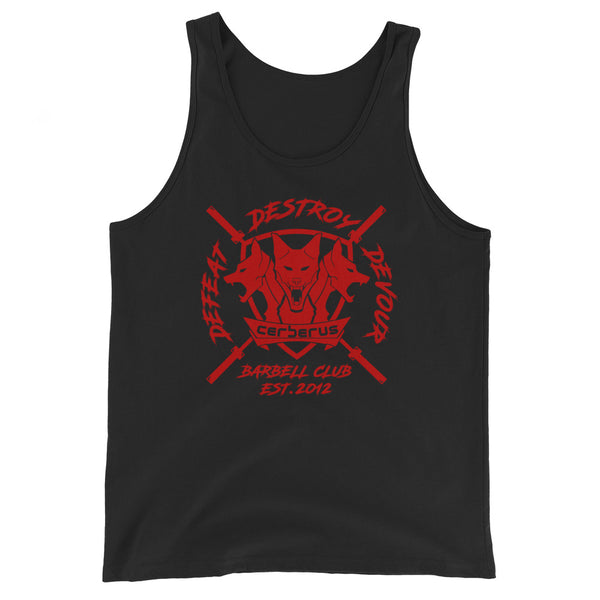 Men's Barbell Club V2 Tank (Red Logo) – CERBERUS Strength USA